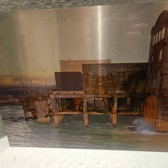 Metal Signed Painting Cannery Row by William Ziegler 14" x 11" - Picture 2 of 7